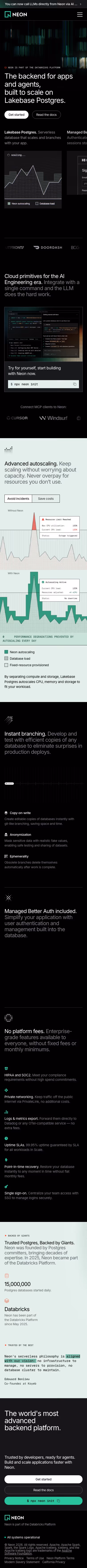 Neon mobile design — Infrastructure