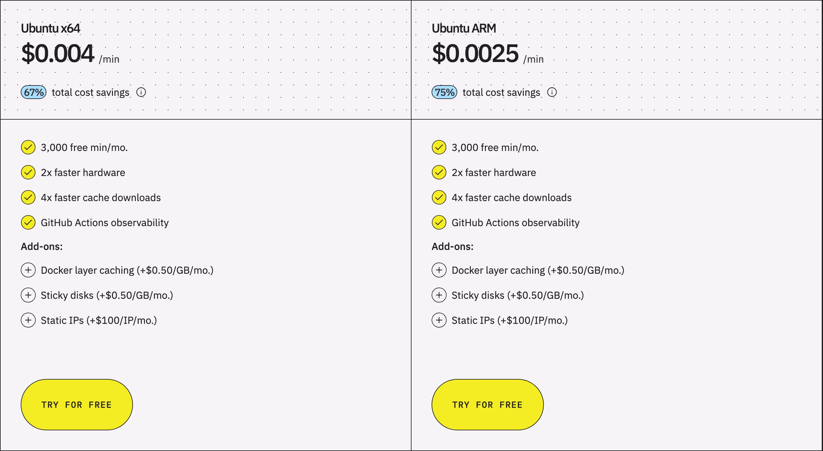 Blacksmith Pricing section design