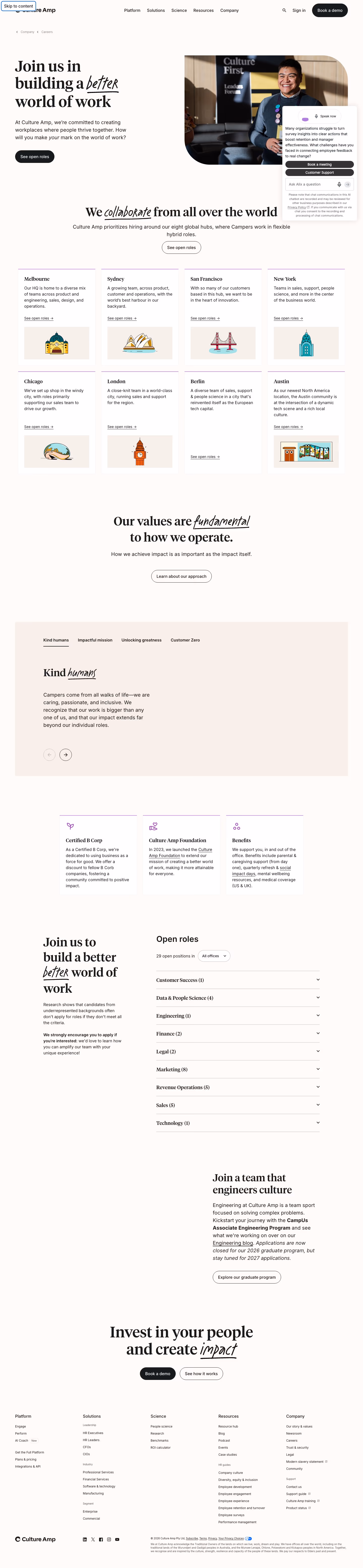 Cultureamp careers page design — HR
