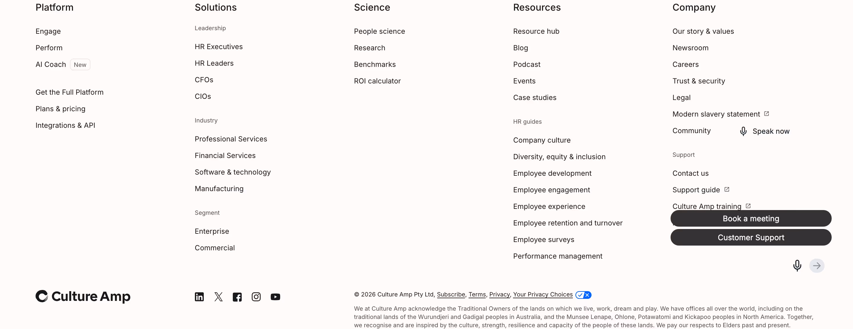 Cultureamp Footers section design