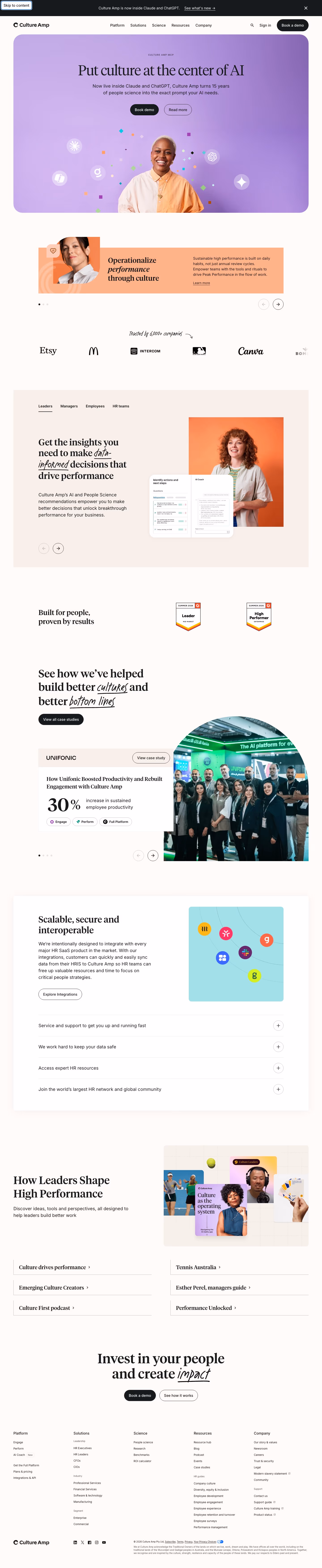 Cultureamp landing page design