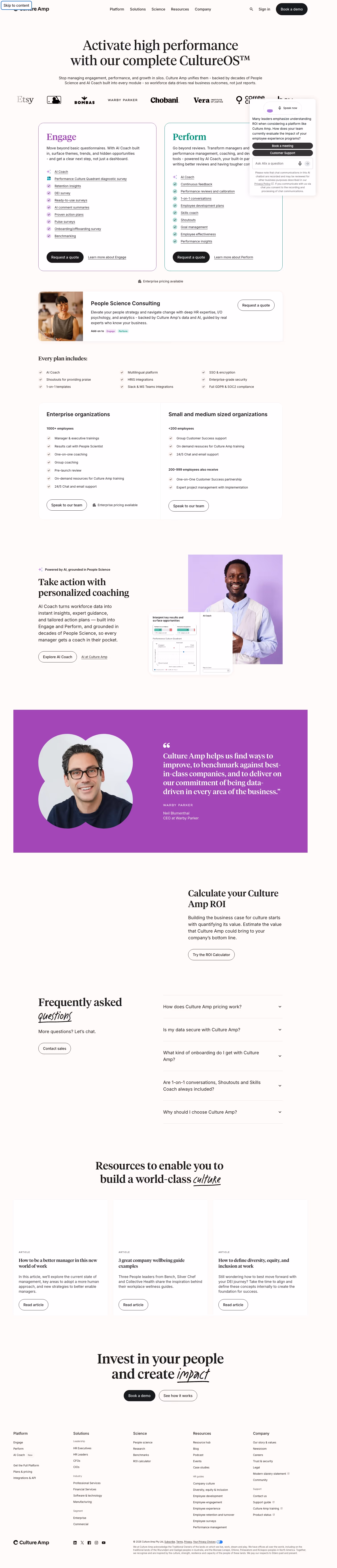 Cultureamp pricing & plan design — HR
