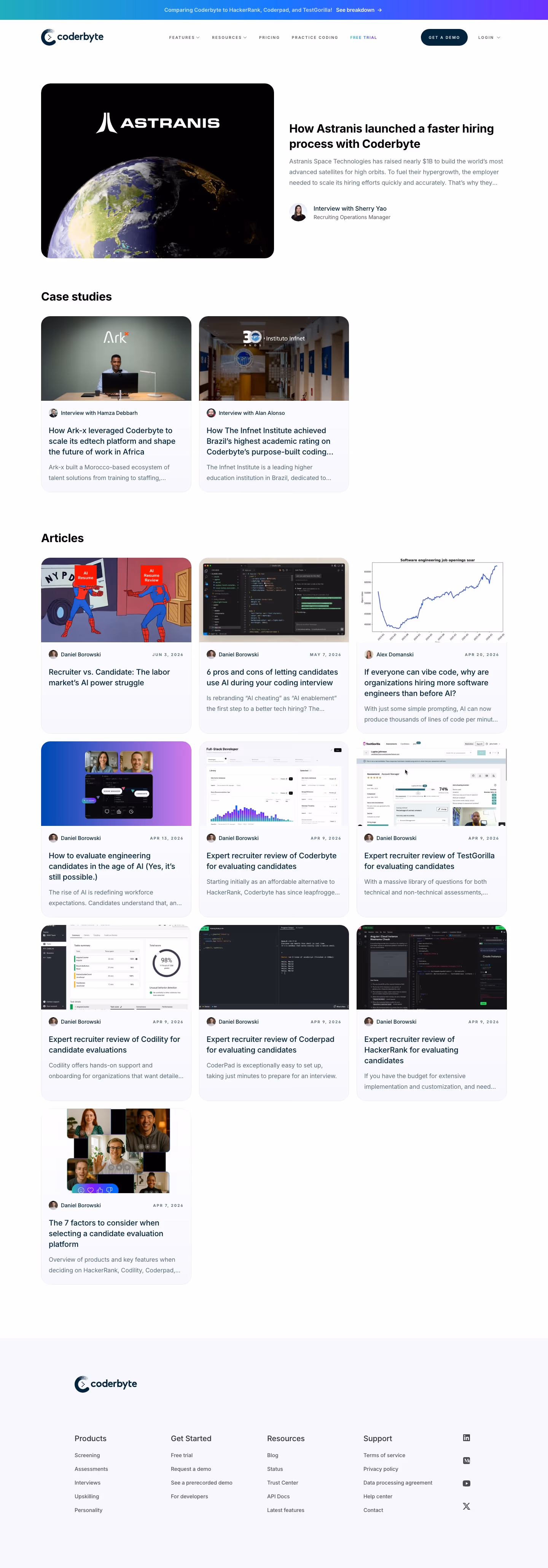 Coderbyte Blog pages section design