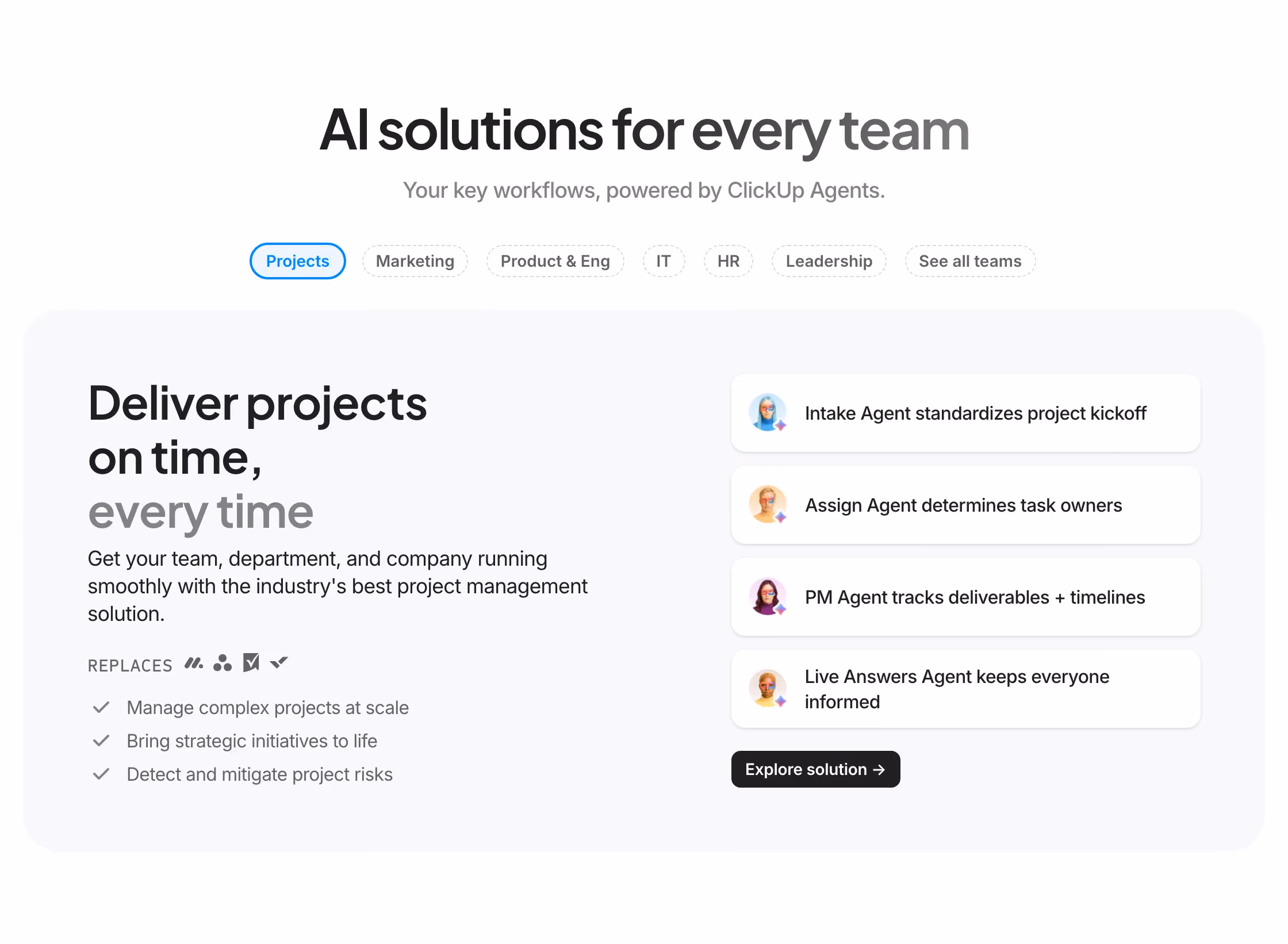 Clickup Features section design