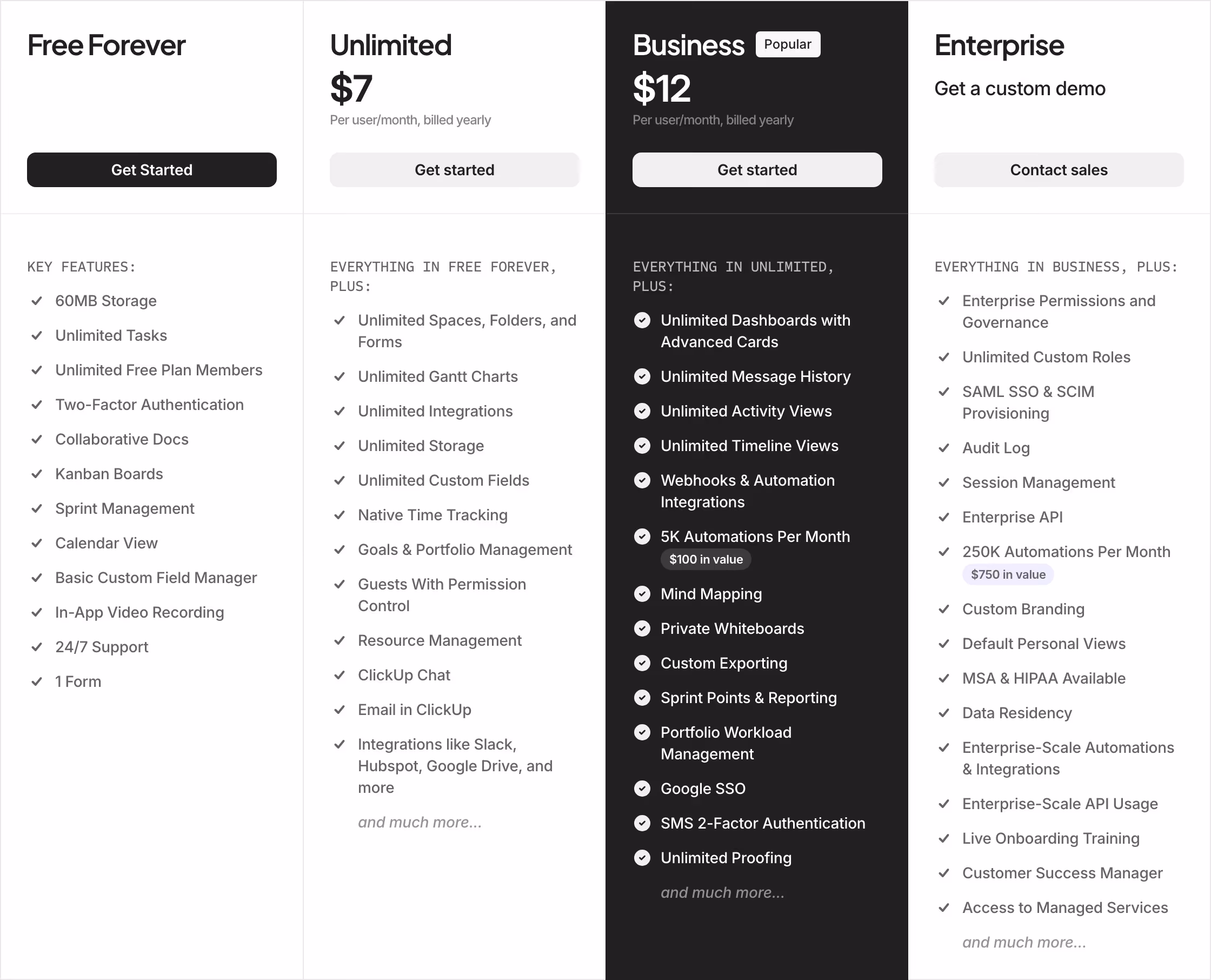 Clickup Pricing section design