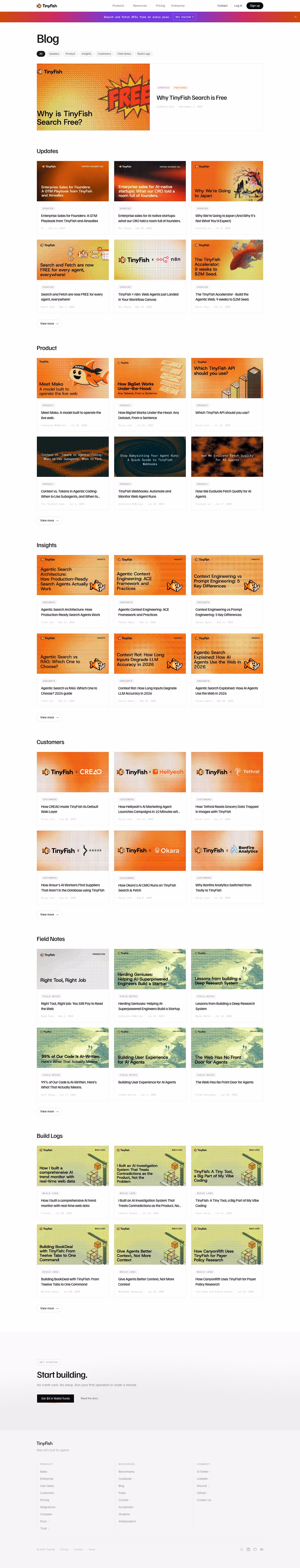 Tinyfish blog page design — Developer Tools