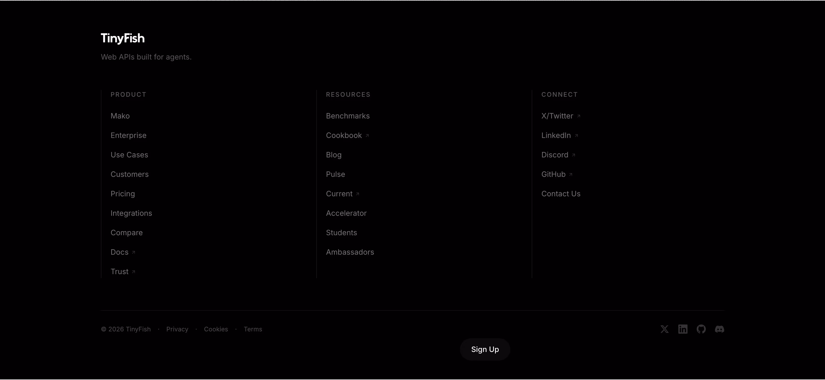 Tinyfish footer design — Developer Tools