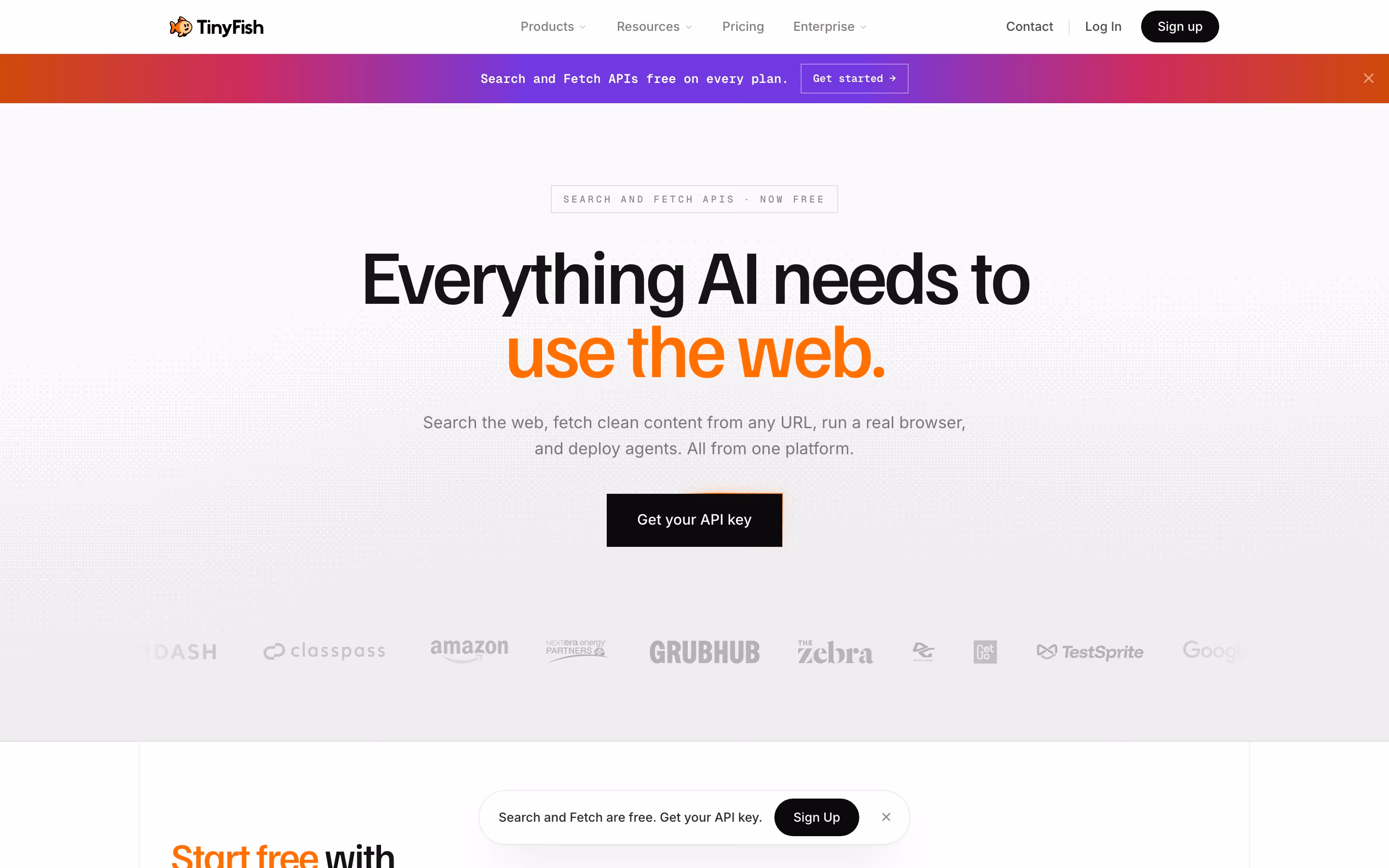 Tinyfish hero design — Developer Tools