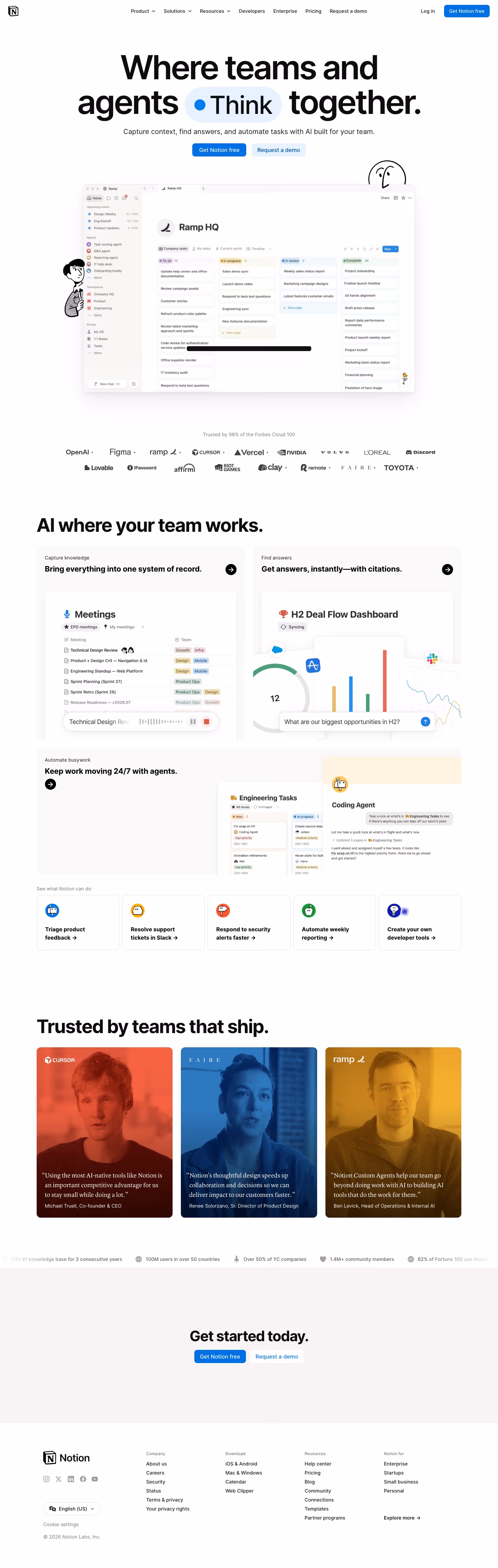 Notion landing page design — Productivity