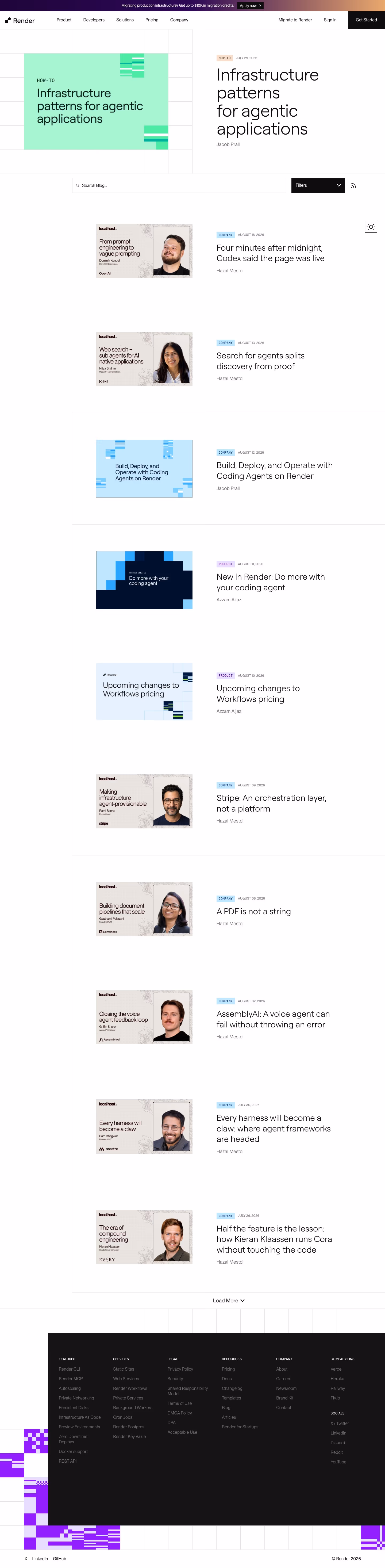 Render Blog pages section design