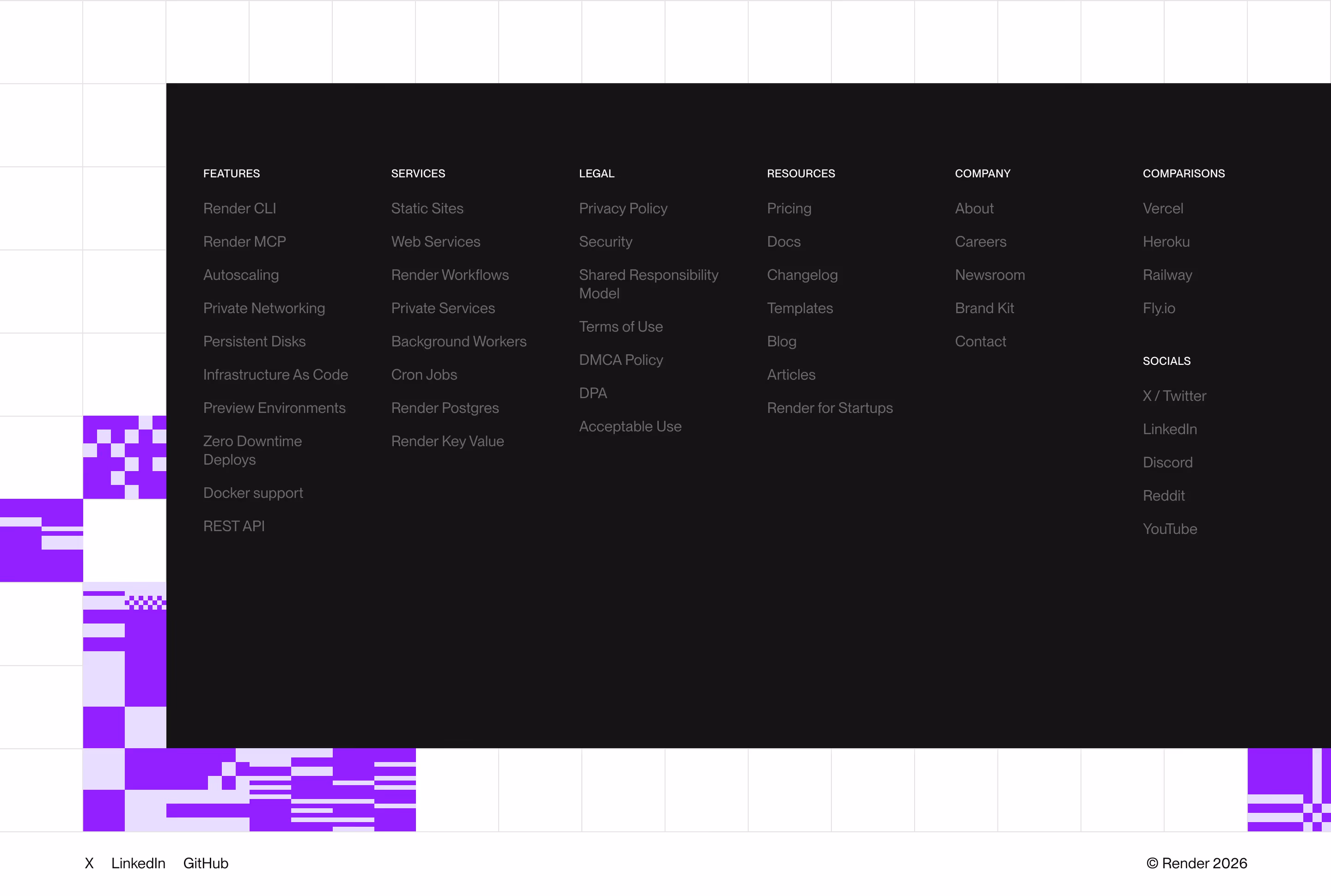 Render Footers section design