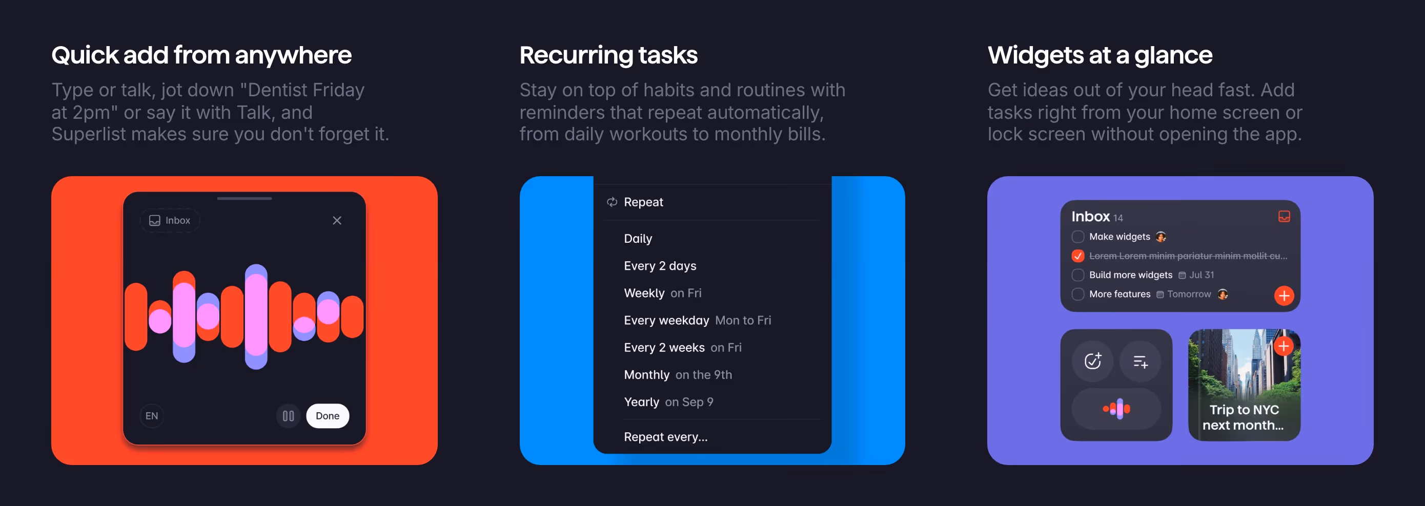 Superlist feature design — Productivity