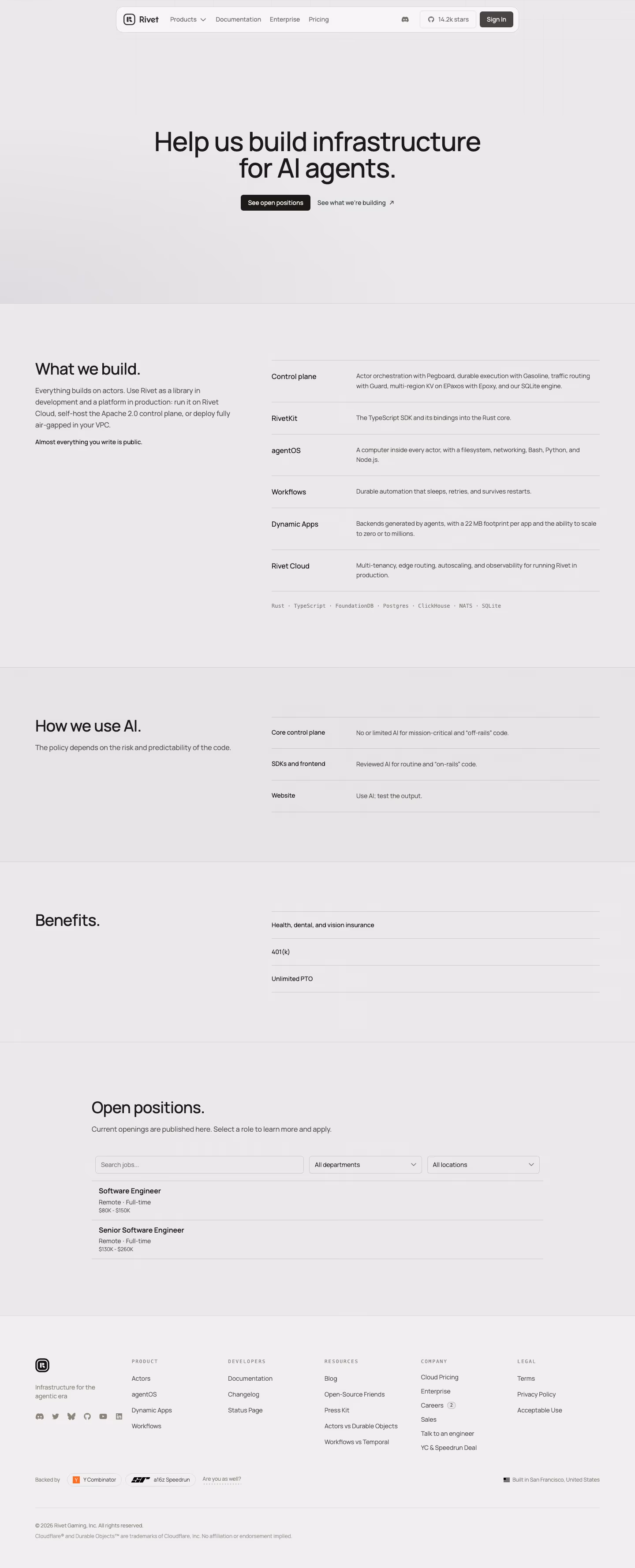 Rivet Careers pages section design