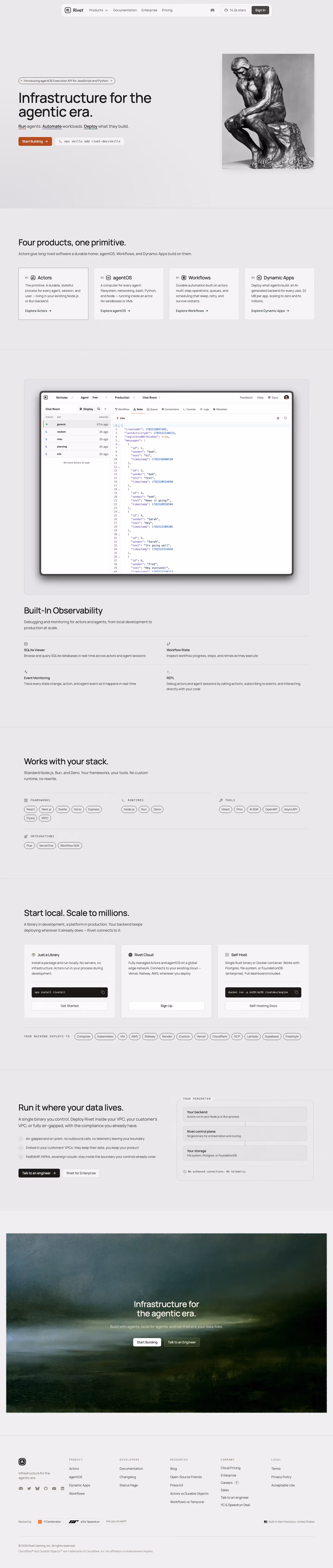 Rivet landing page design — Infrastructure