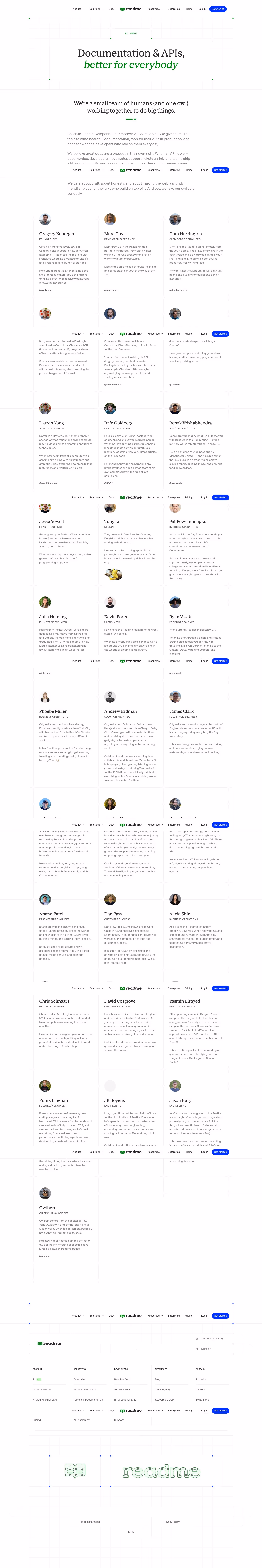 Readme About Us section design