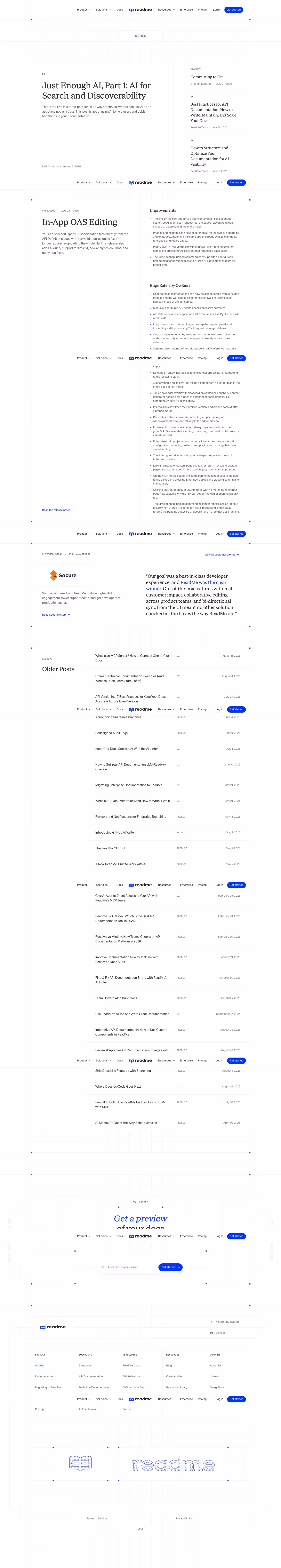 Readme Blog pages section design