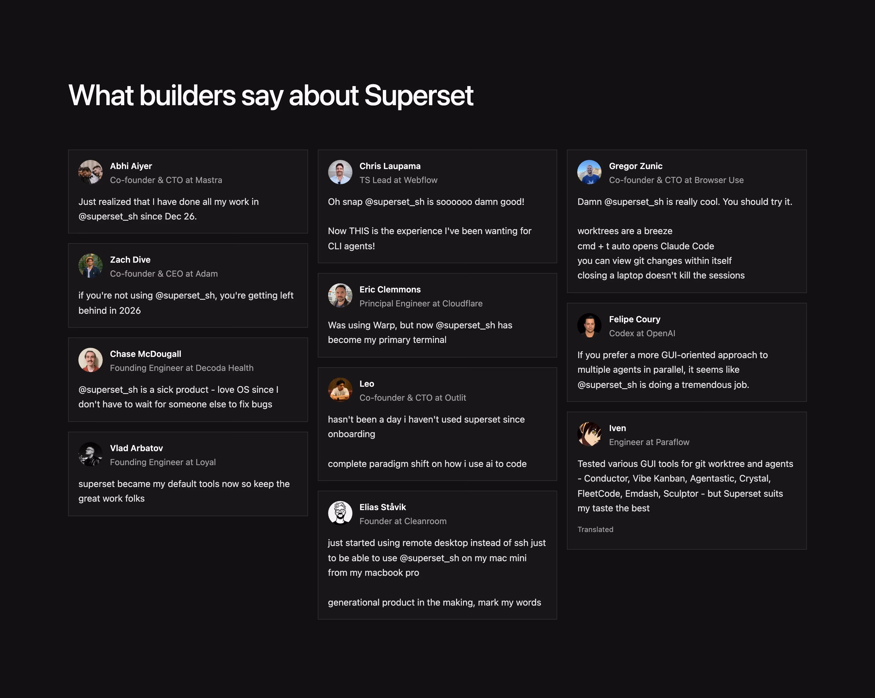Superset feature design — Developer Tools