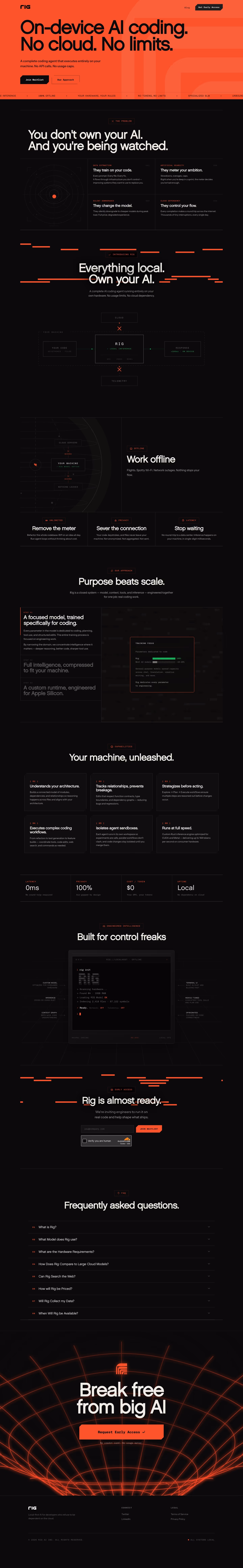 Rig landing page design — Developer Tools