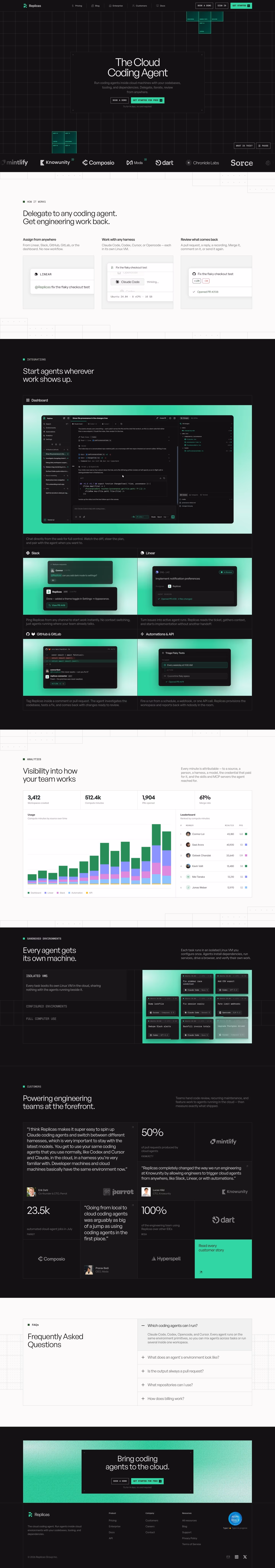 Tryreplicas landing page design — Developer Tools