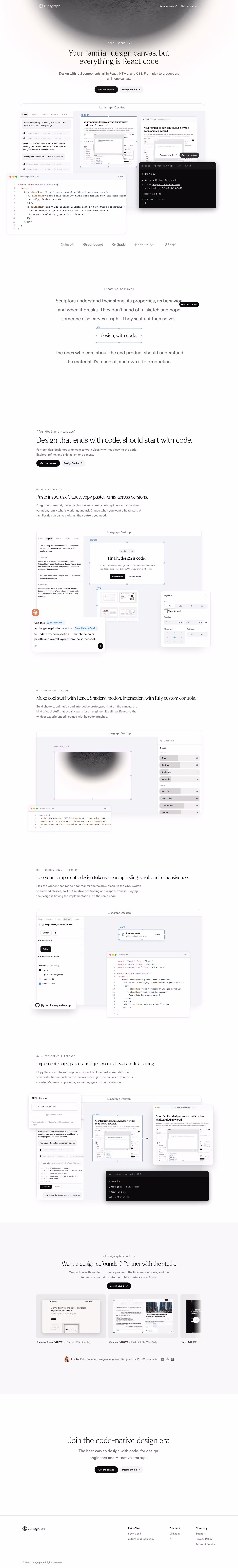 Lunagraph landing page design