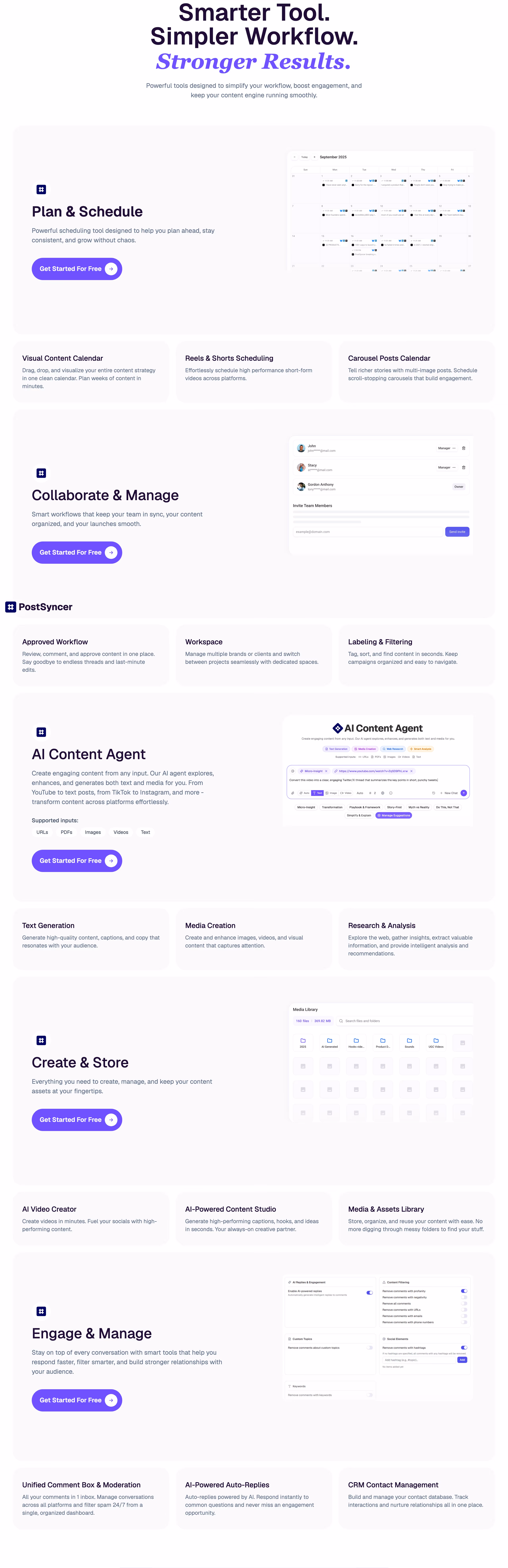 Postsyncer Features section design