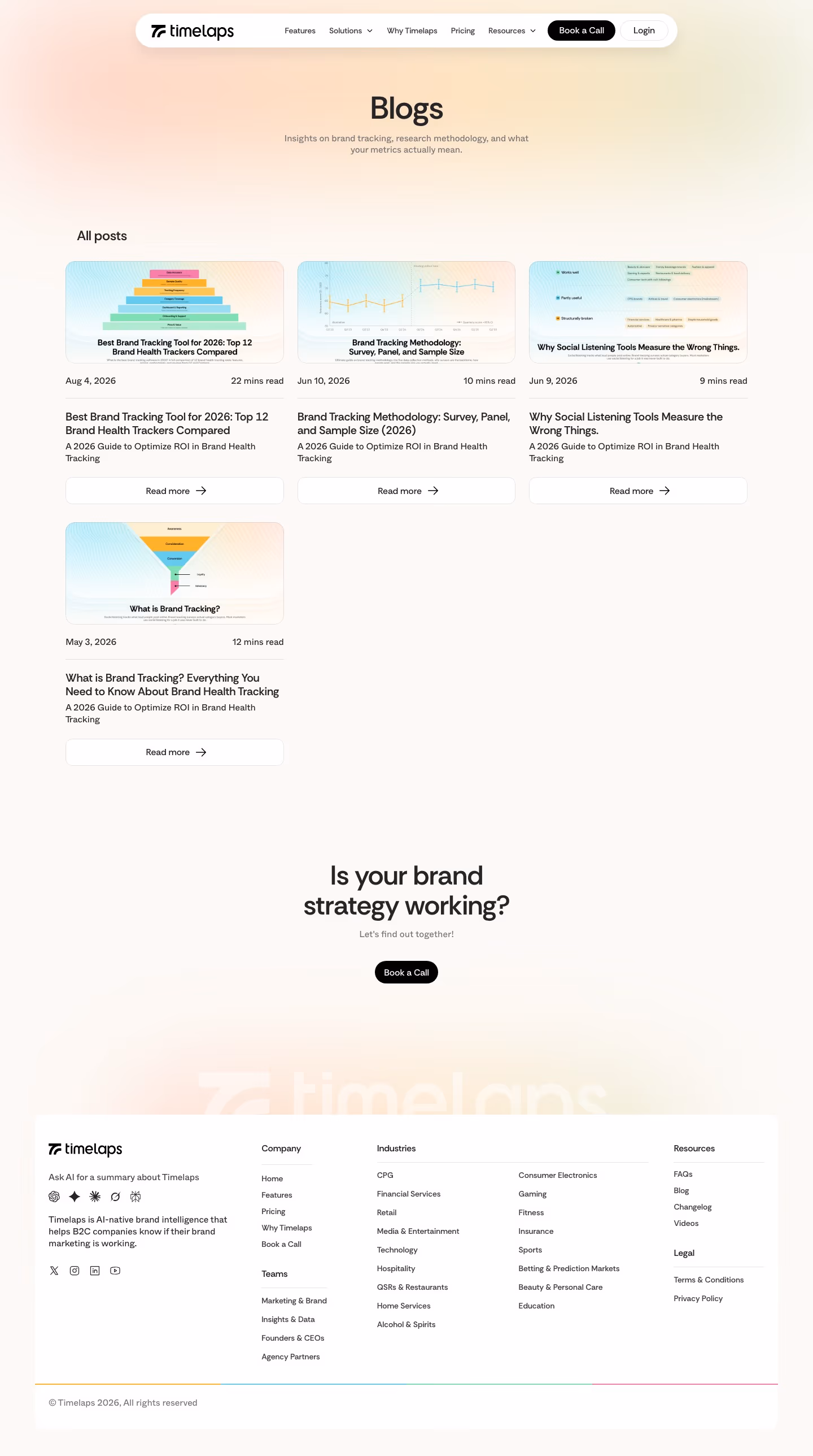 Timelaps Blog pages section design
