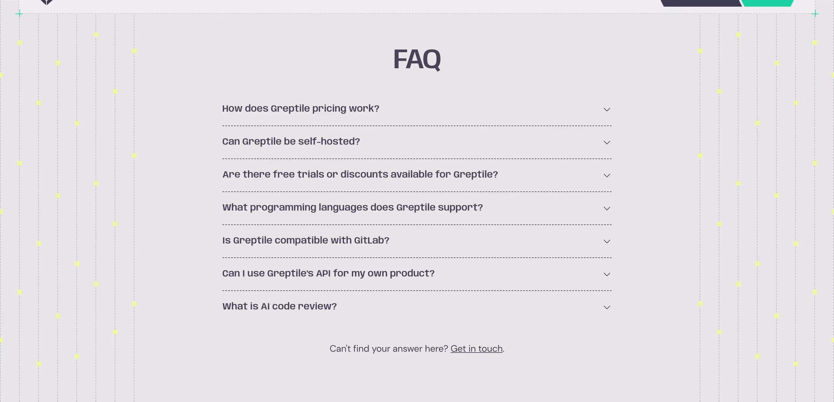 Greptile faq design — Developer Tools