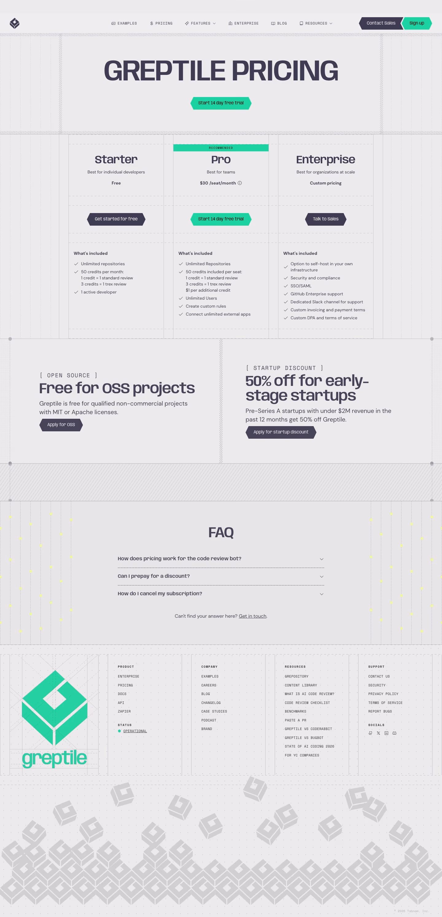 Greptile pricing & plan design — Developer Tools