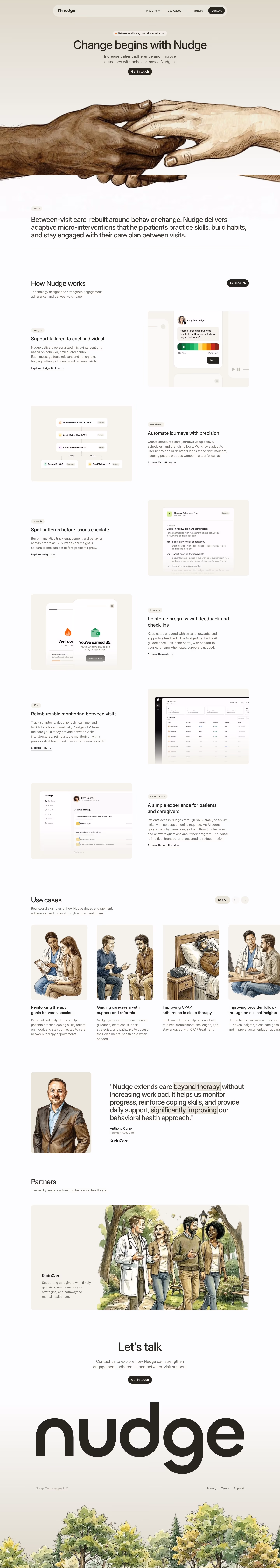 Getnudge landing page design — Healthcare