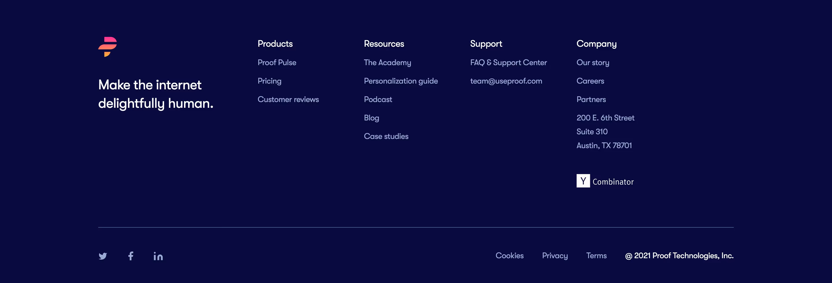 Useproof Footers section design
