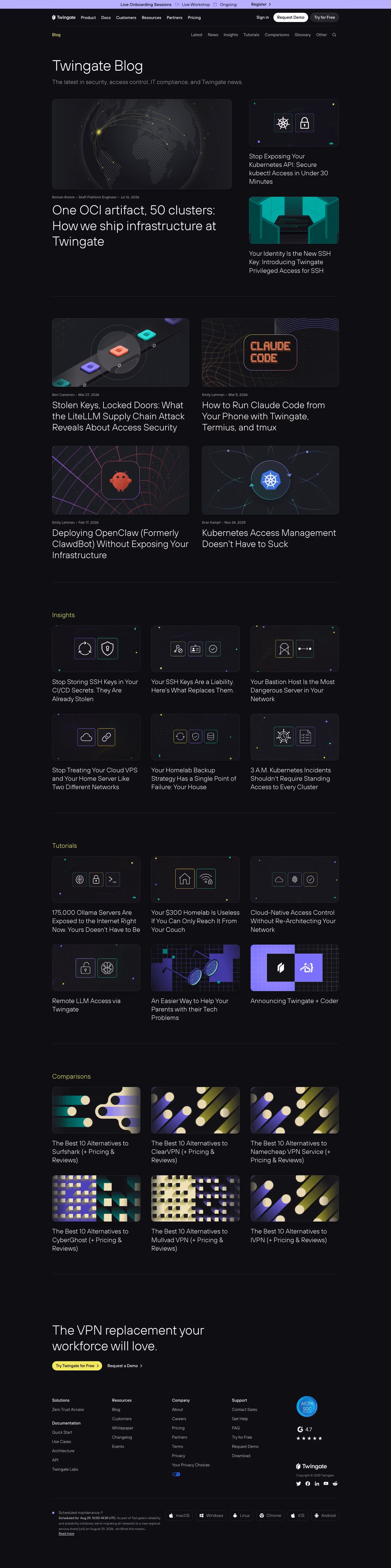 Twingate Blog pages section design