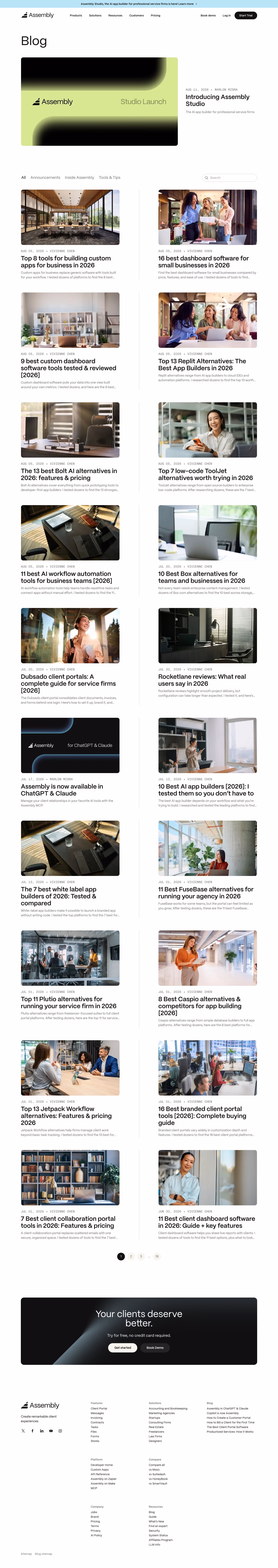 Assembly Blog pages section design