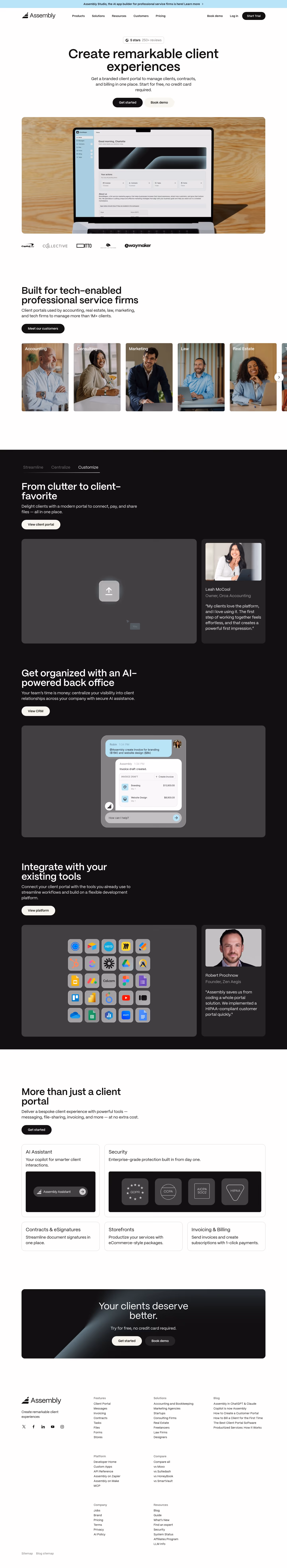 Assembly landing page design — Sales & Support