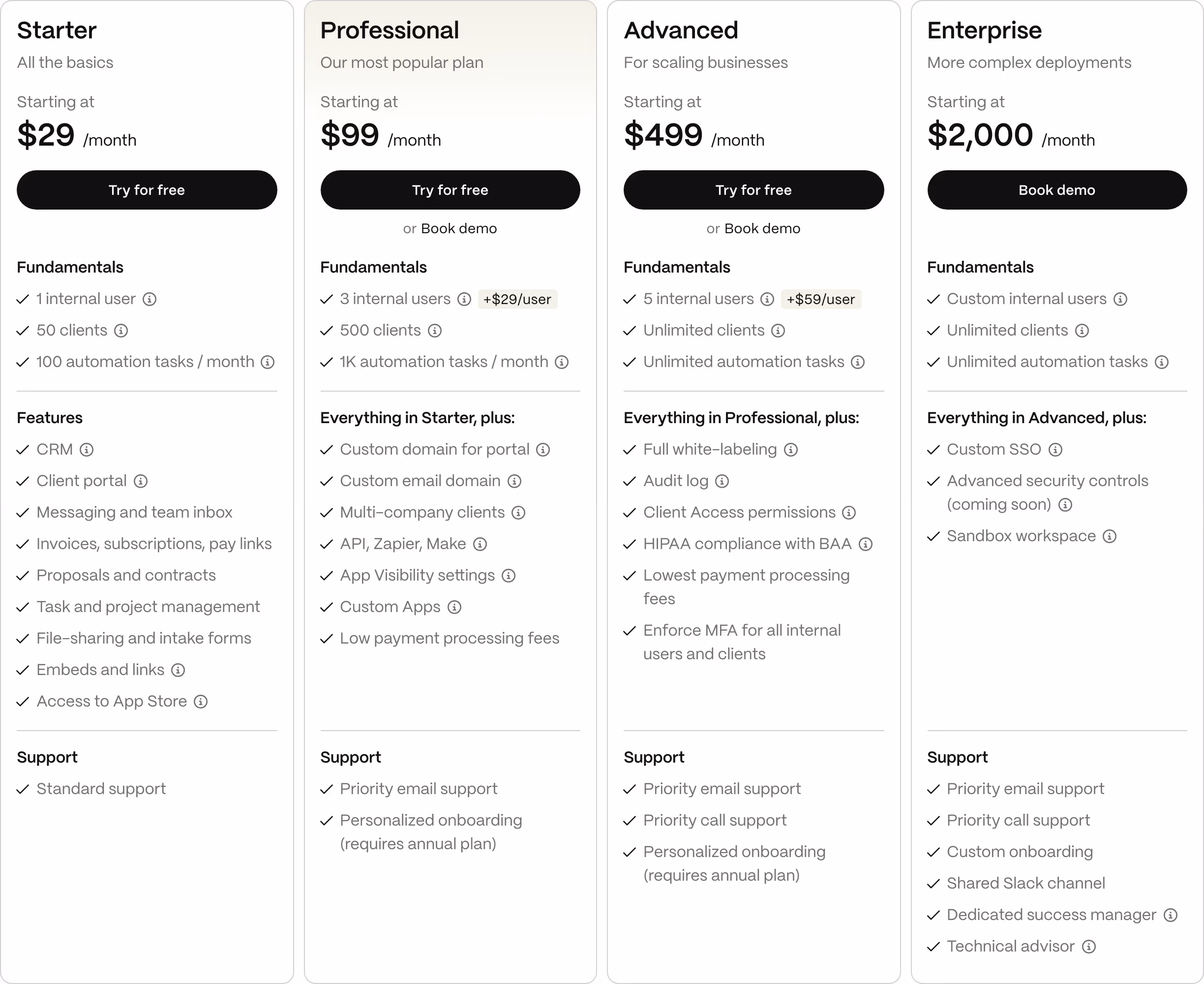 Assembly Pricing section design