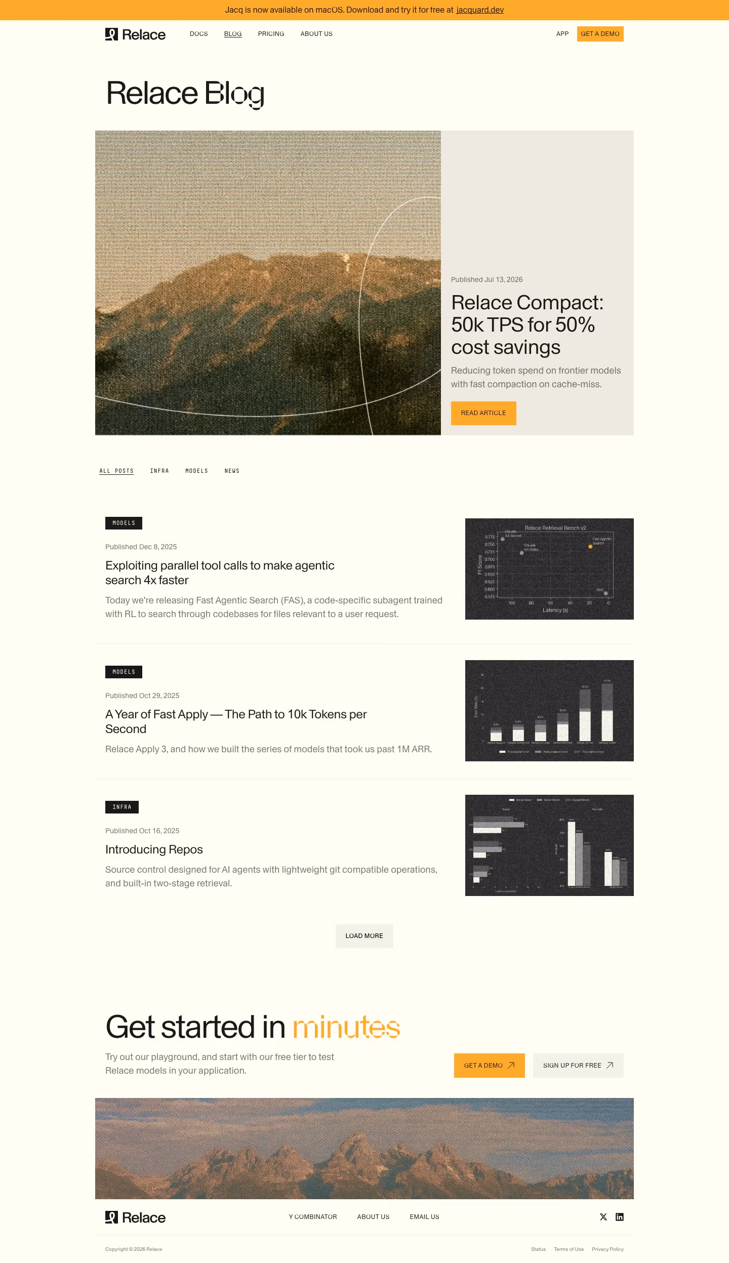 Relace Blog pages section design