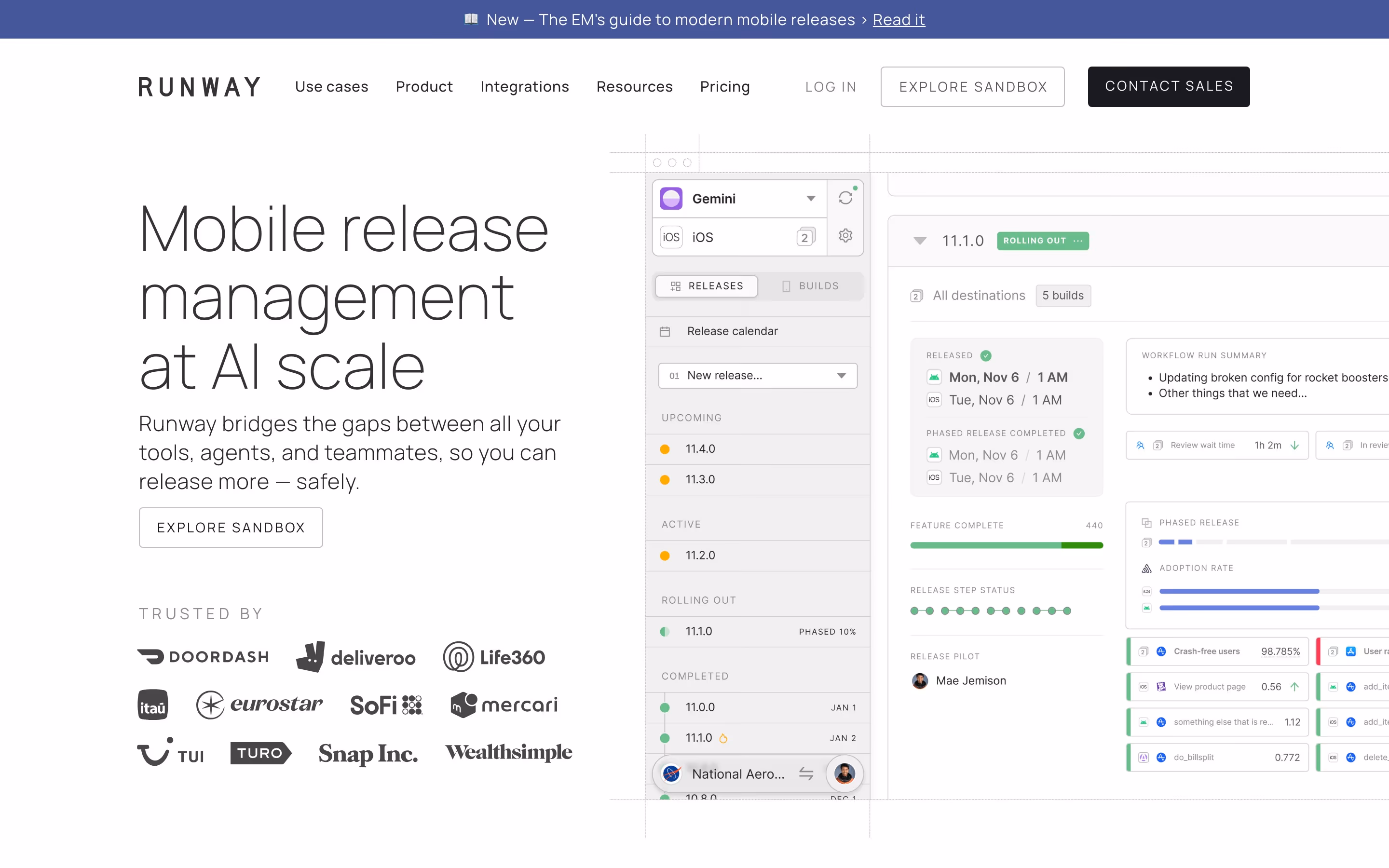 Runway hero design — Developer Tools