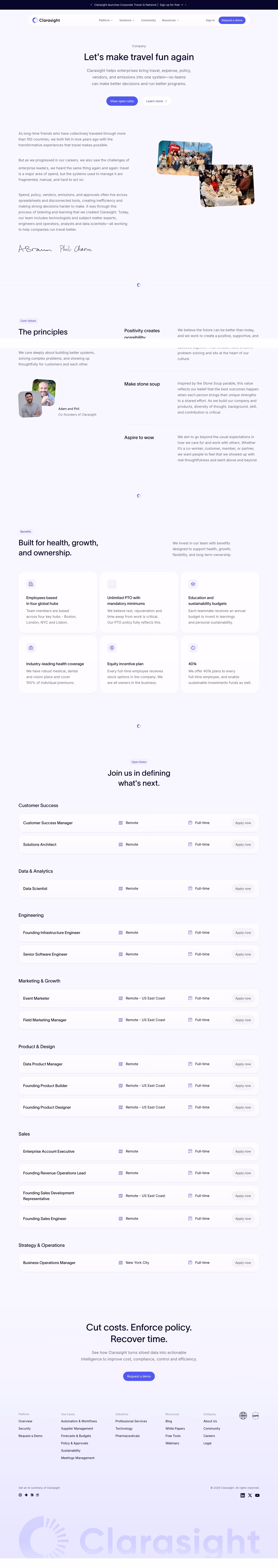 Clarasight Careers pages section design