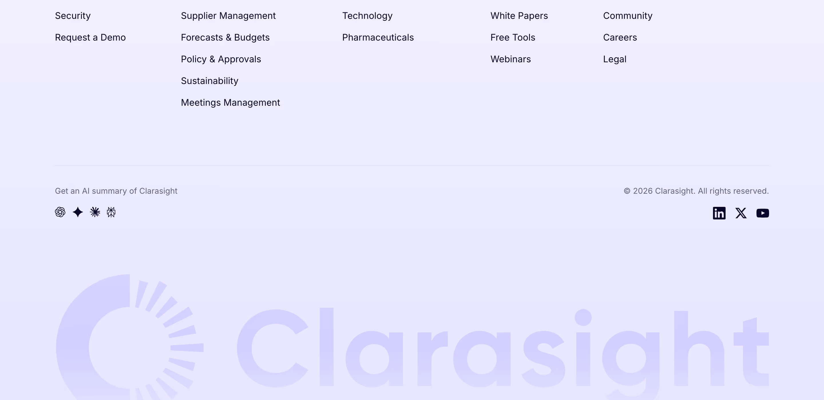Clarasight Footers section design