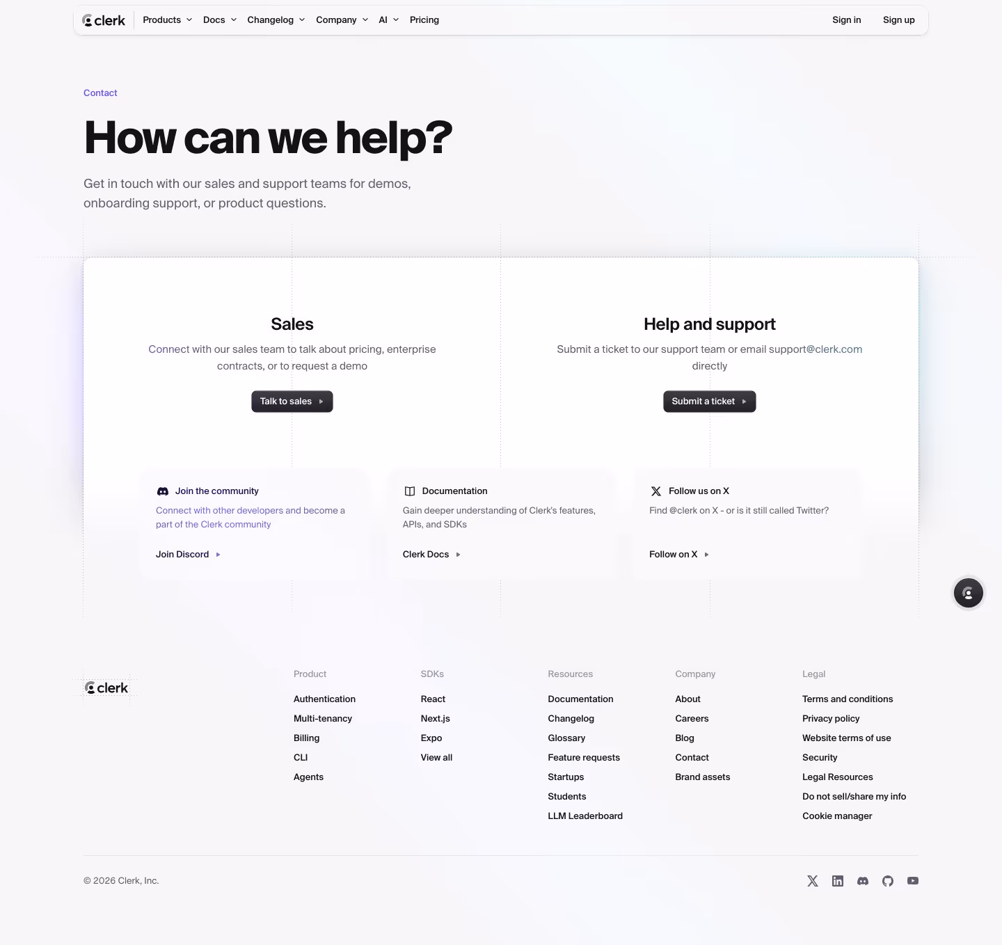 Clerk Contact Us section design