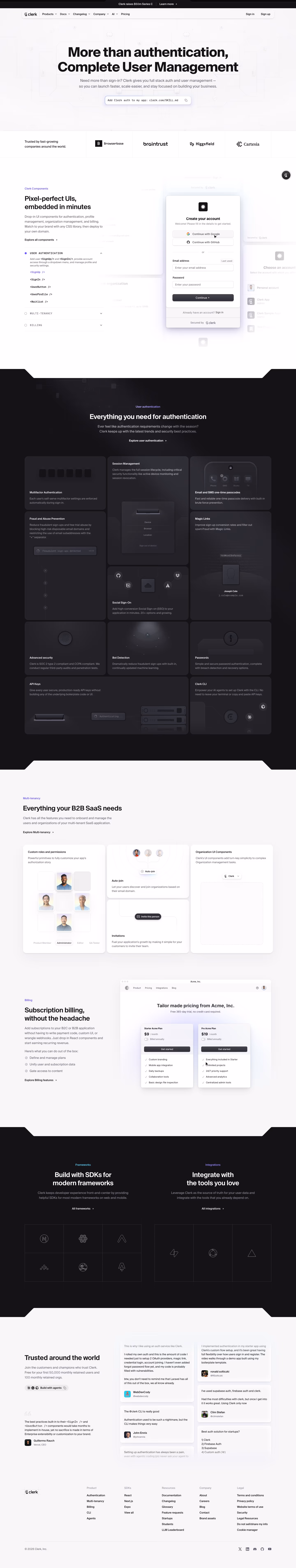 Clerk landing page design