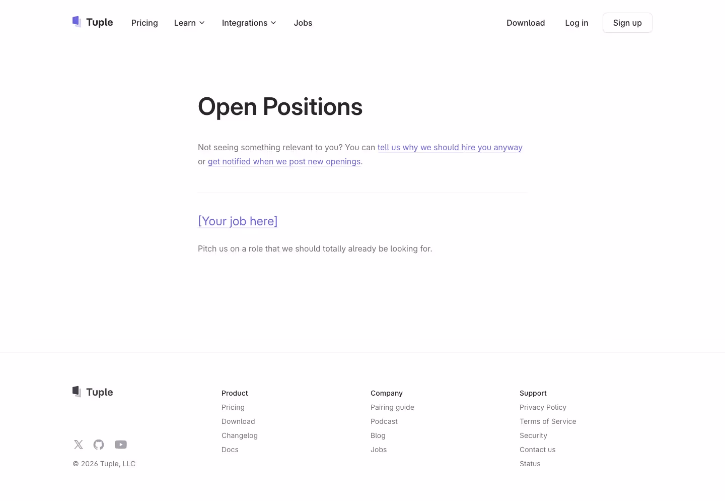 Tuple Careers pages section design