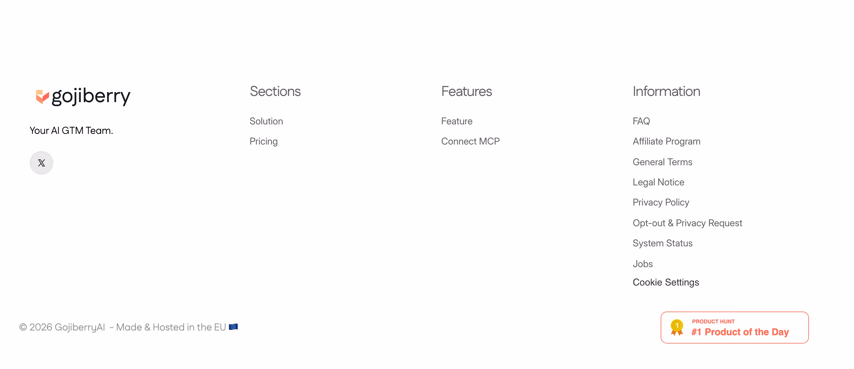 Gojiberry Footers section design