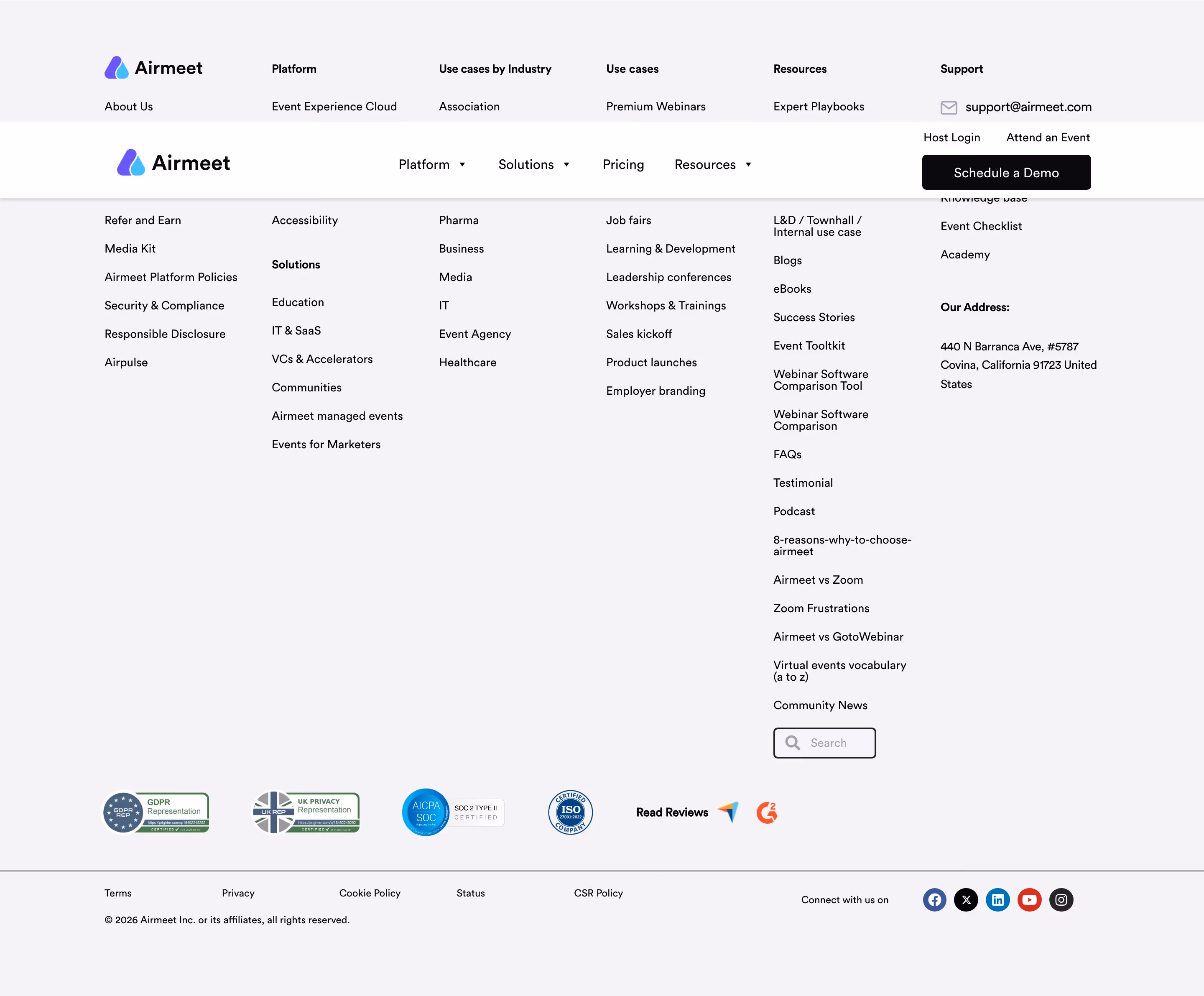 Airmeet Footers section design