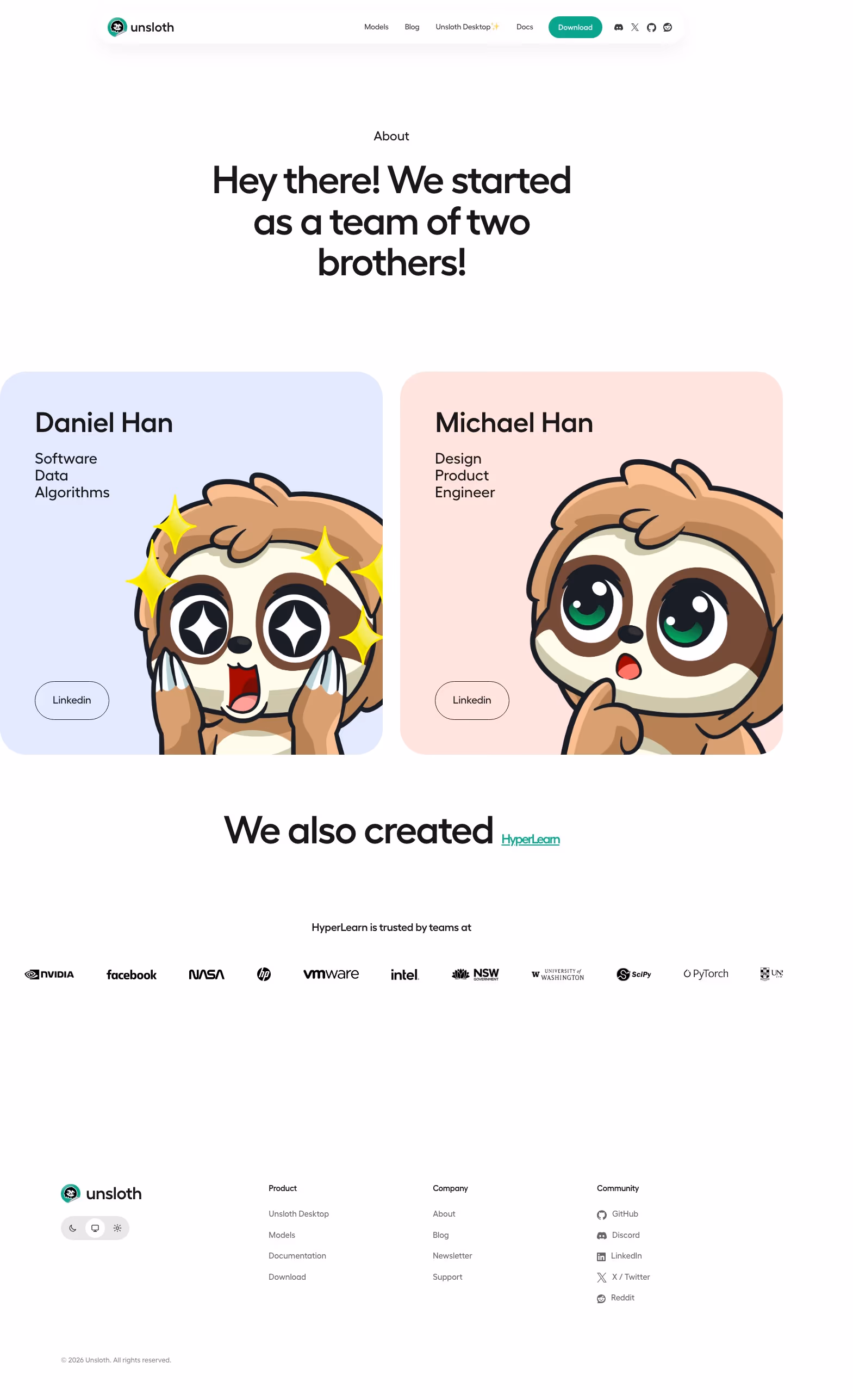 Unsloth about us design — Developer Tools