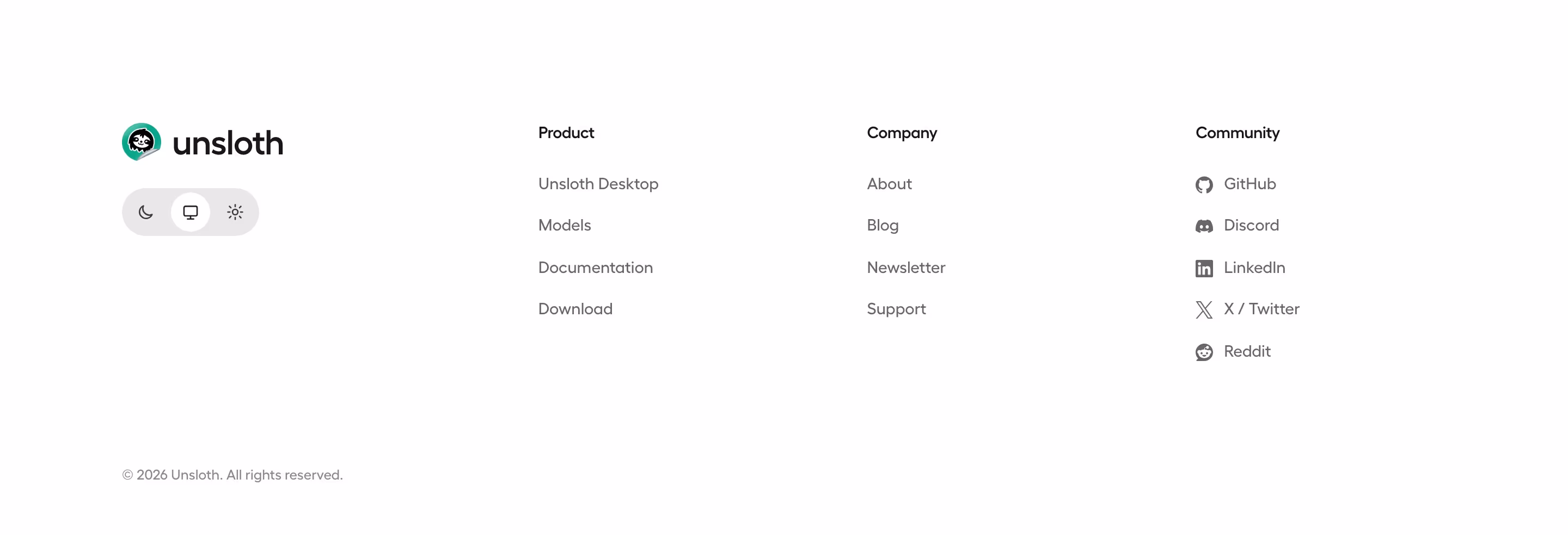 Unsloth Footers section design