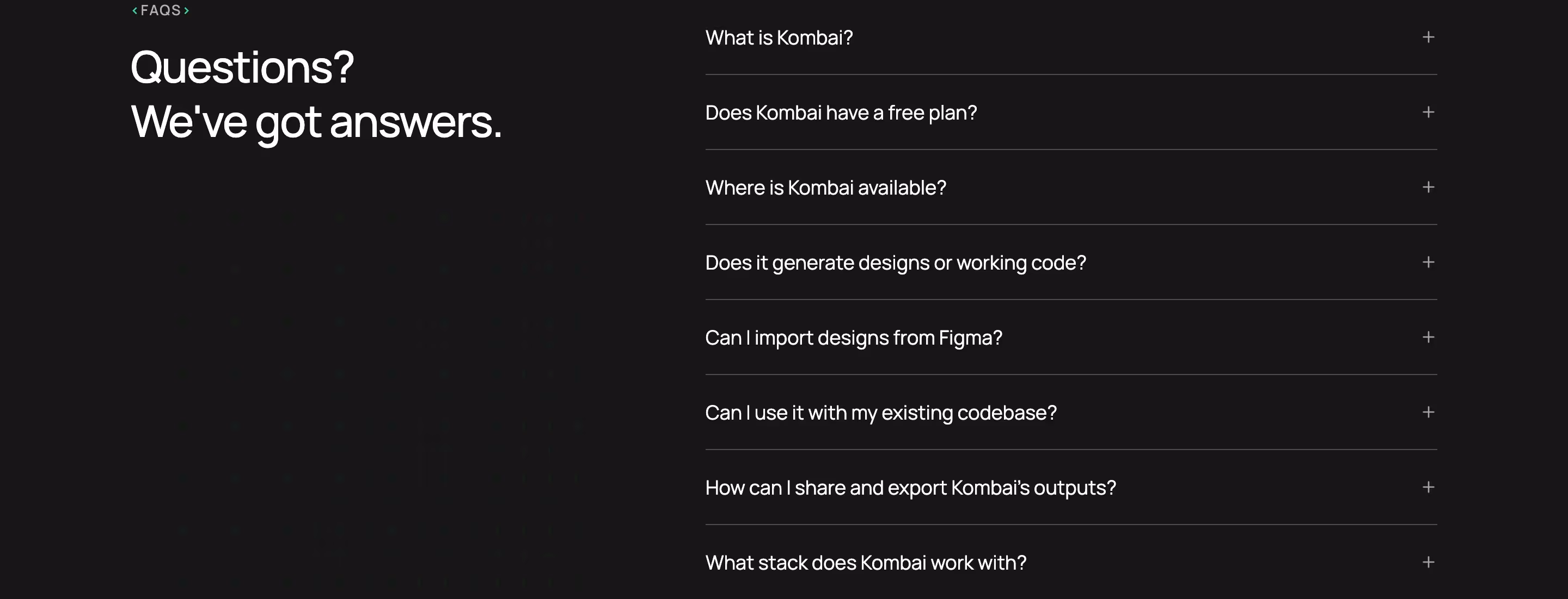 Kombai faq design — Developer Tools
