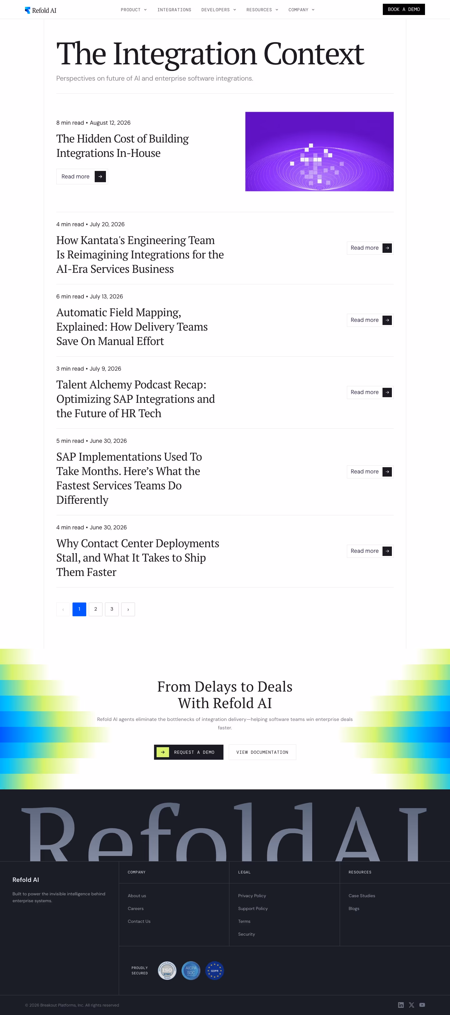 Refold Blog pages section design