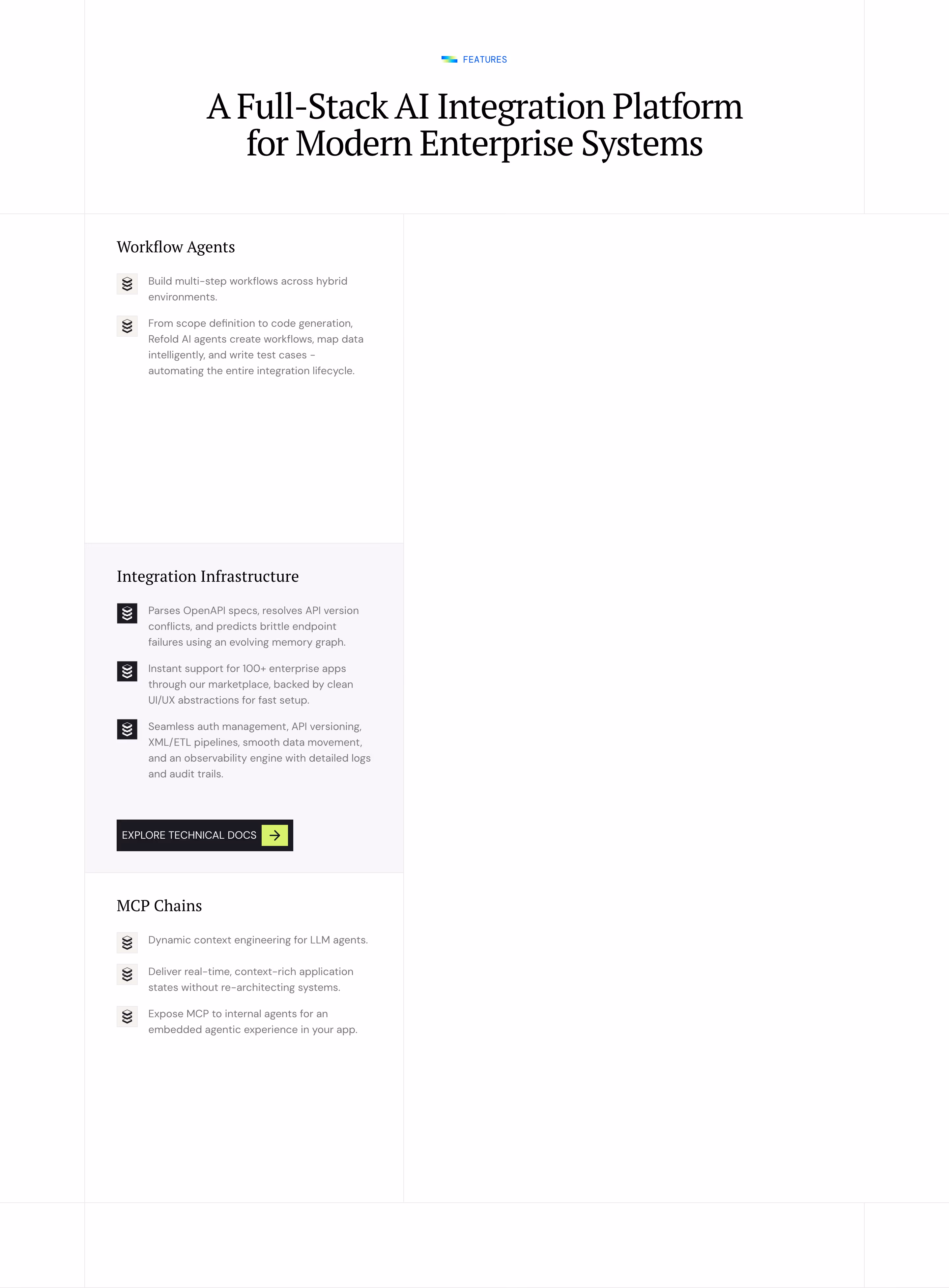 Refold Features section design