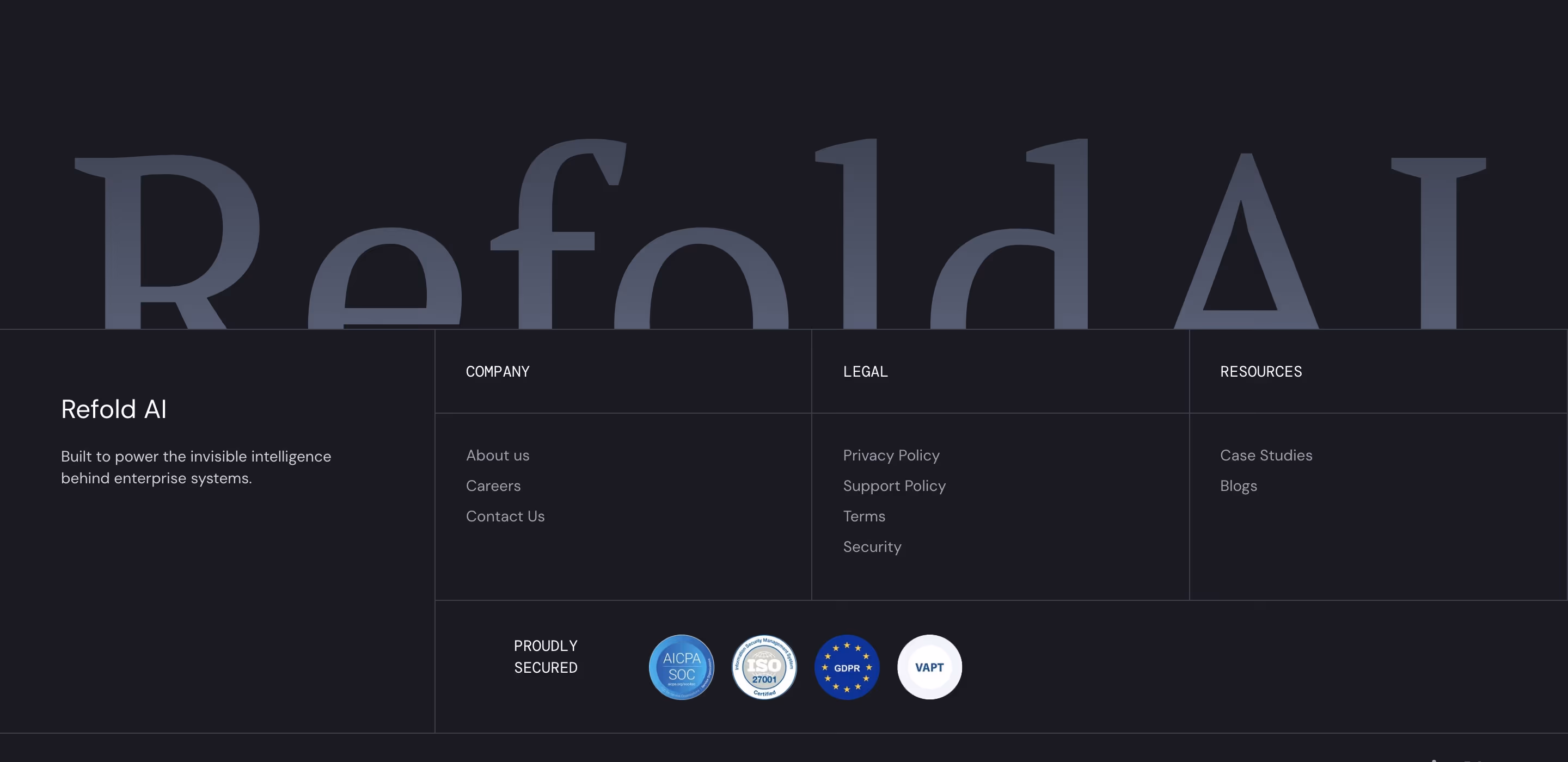 Refold Footers section design