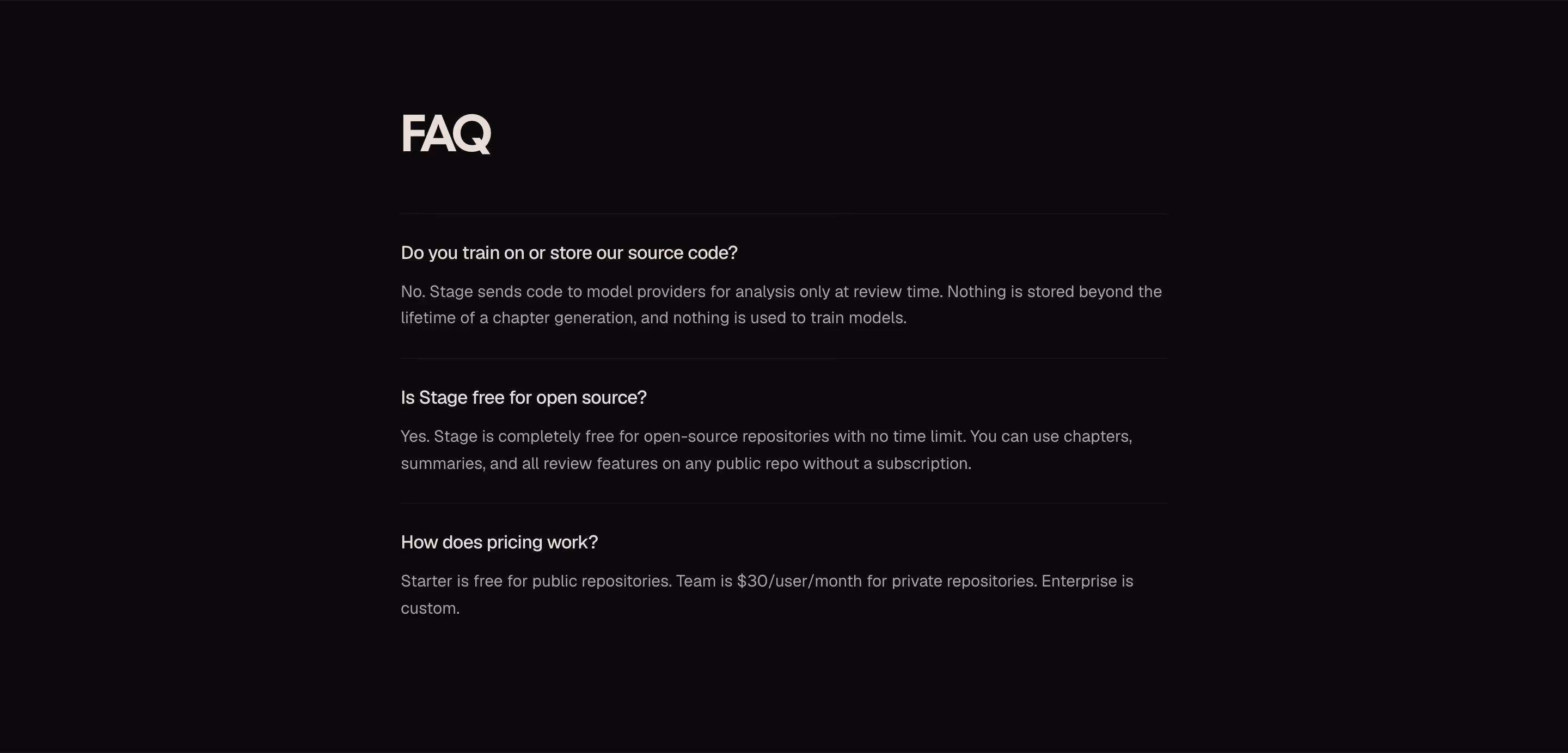 Stagereview faq design — Developer Tools
